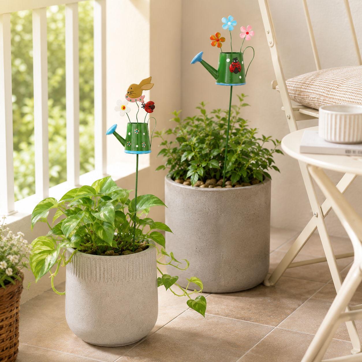 🌼 6-Piece Whimsical Watering Can Plant Stakes