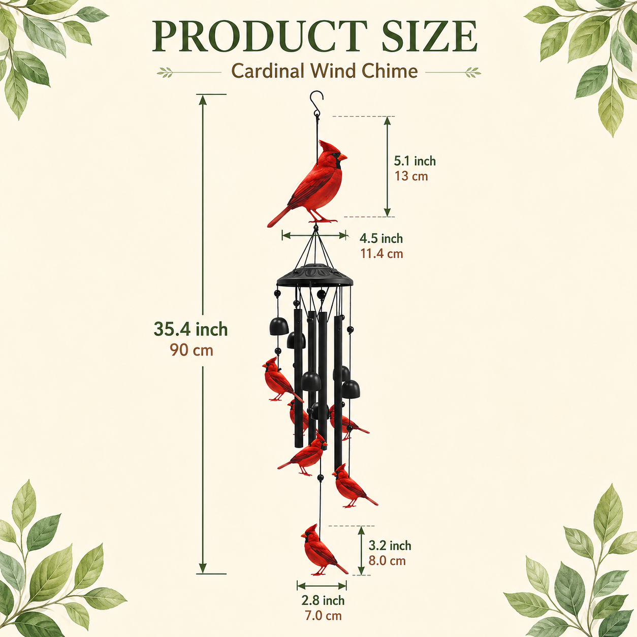 Outdoor Wind Chimes with Colorful Birds & Butterflies