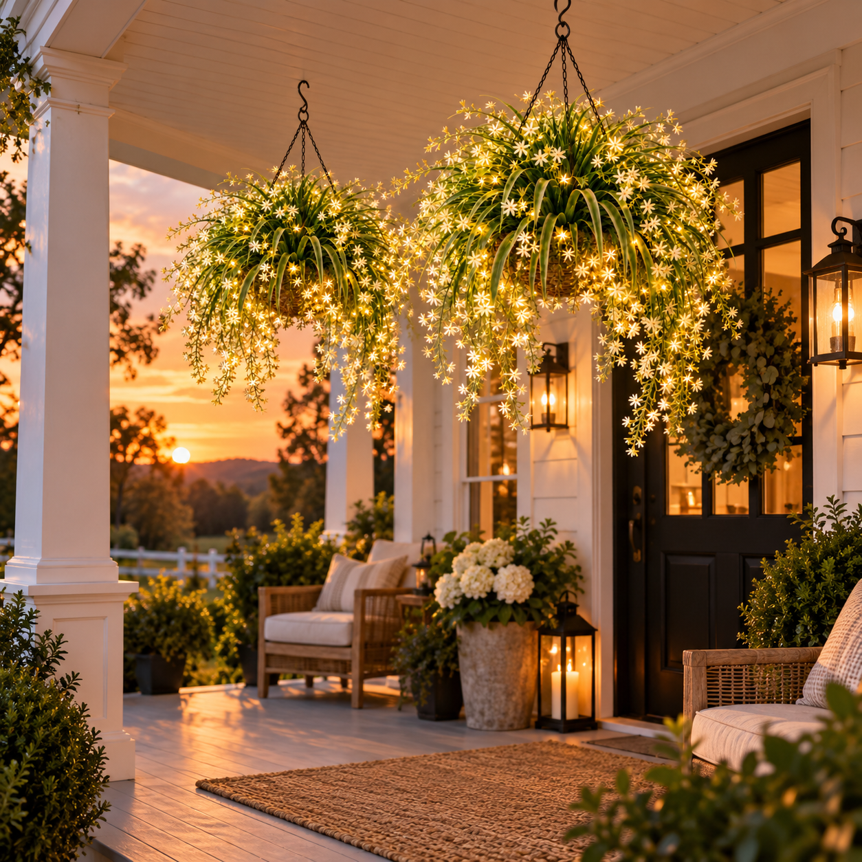 Blooming Fairy Light Hanging Basket
