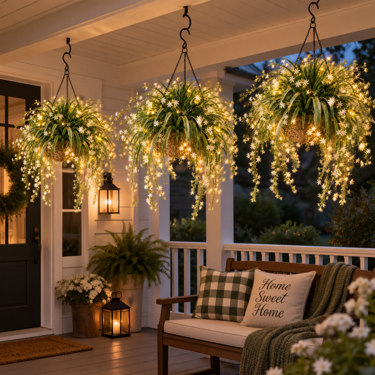 Blooming Fairy Light Hanging Basket