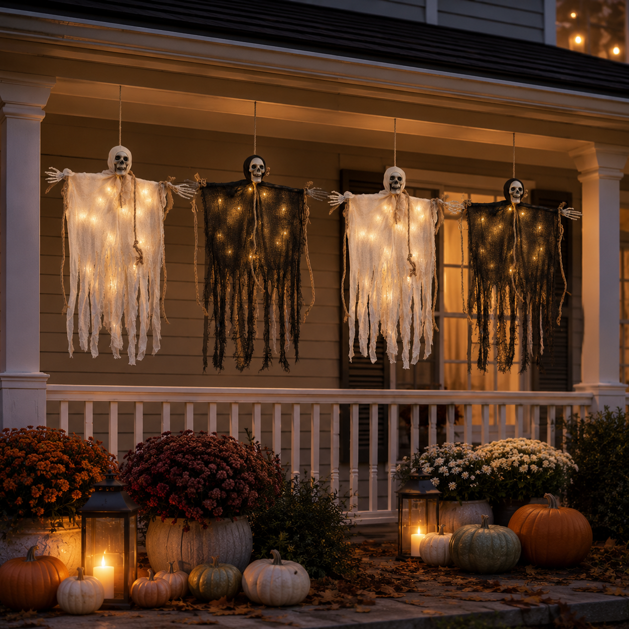 29.5" Light-Up Hanging Skeleton Ghost with Remote