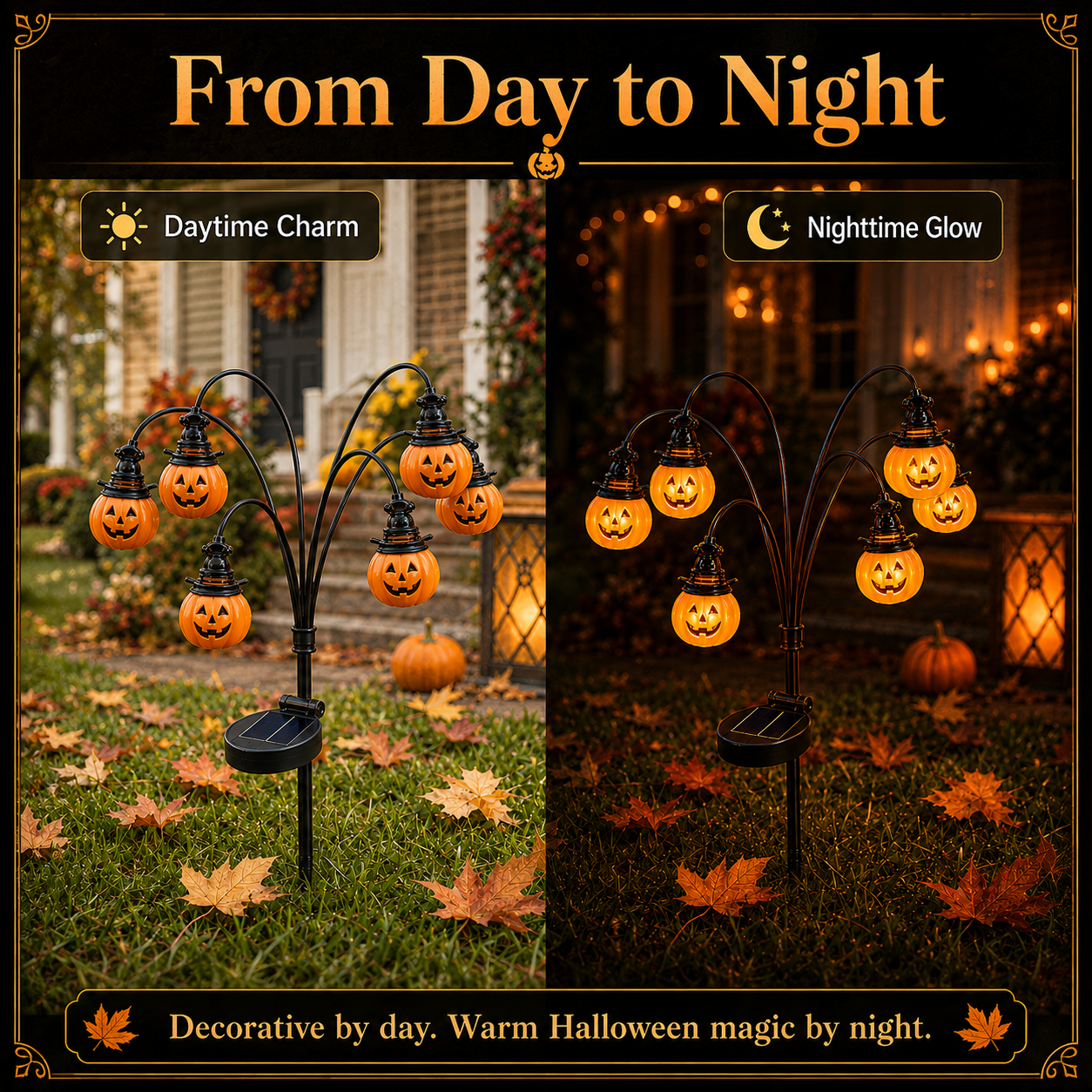 Solar-Powered Halloween Pumpkin Garden Stake Light