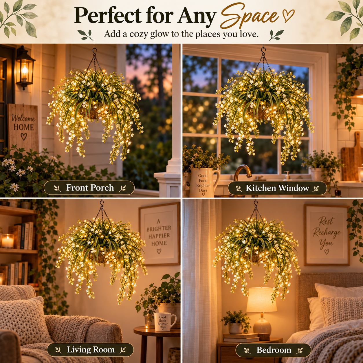 Blooming Fairy Light Hanging Basket