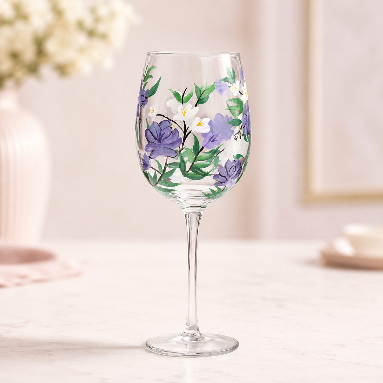 Fresh Floral Butterfly Glassware Gift Set, Hand-Painted Cottage Style