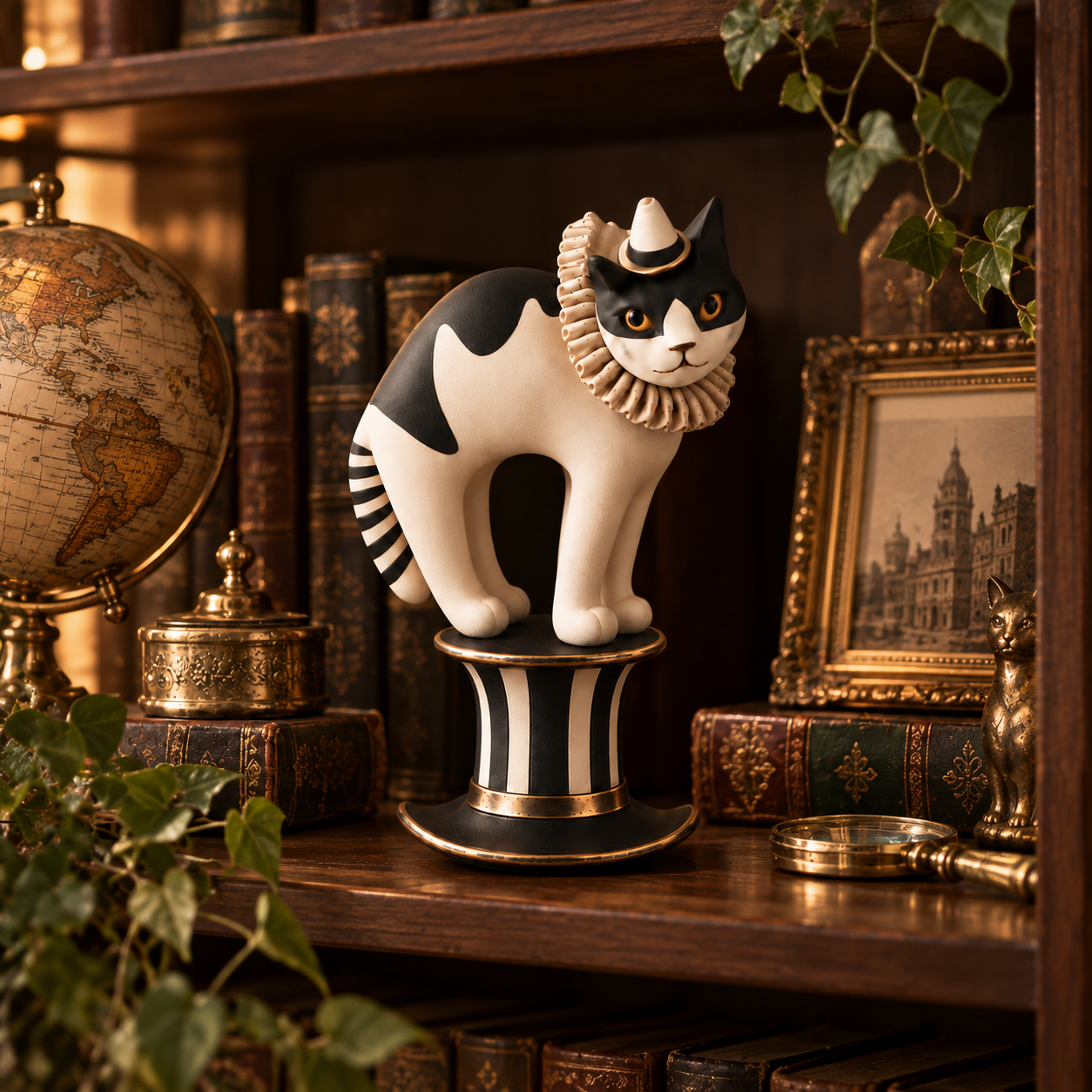 Vintage Magician Cat Figurine