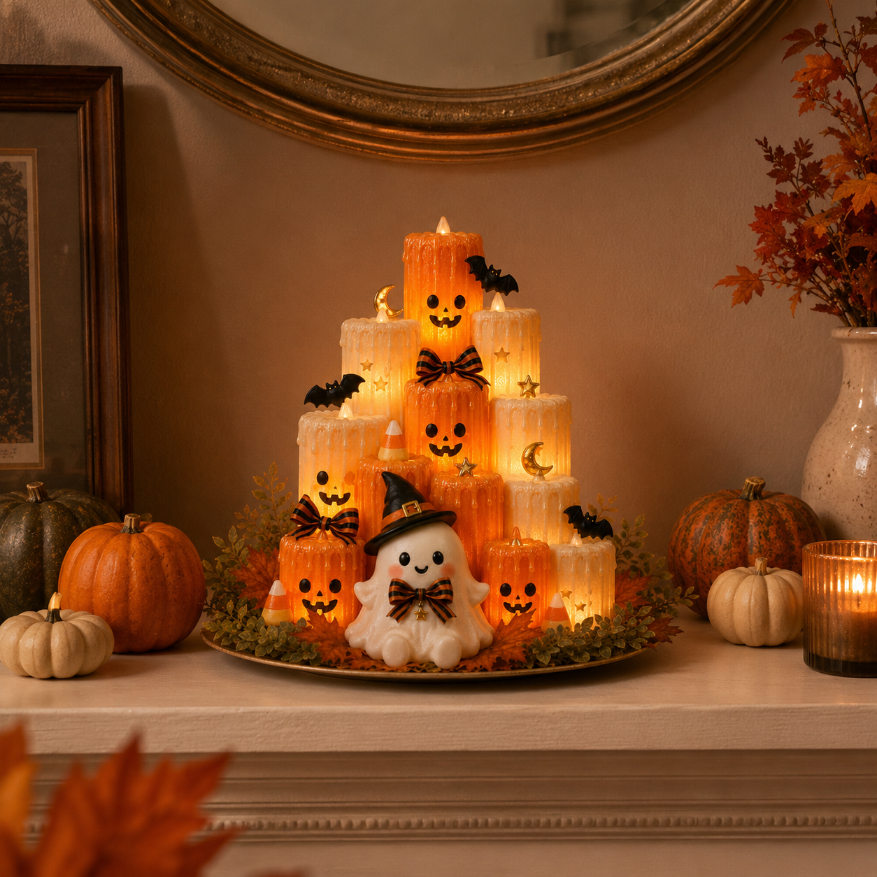 Cozy Lighted Halloween Ghost Centerpiece