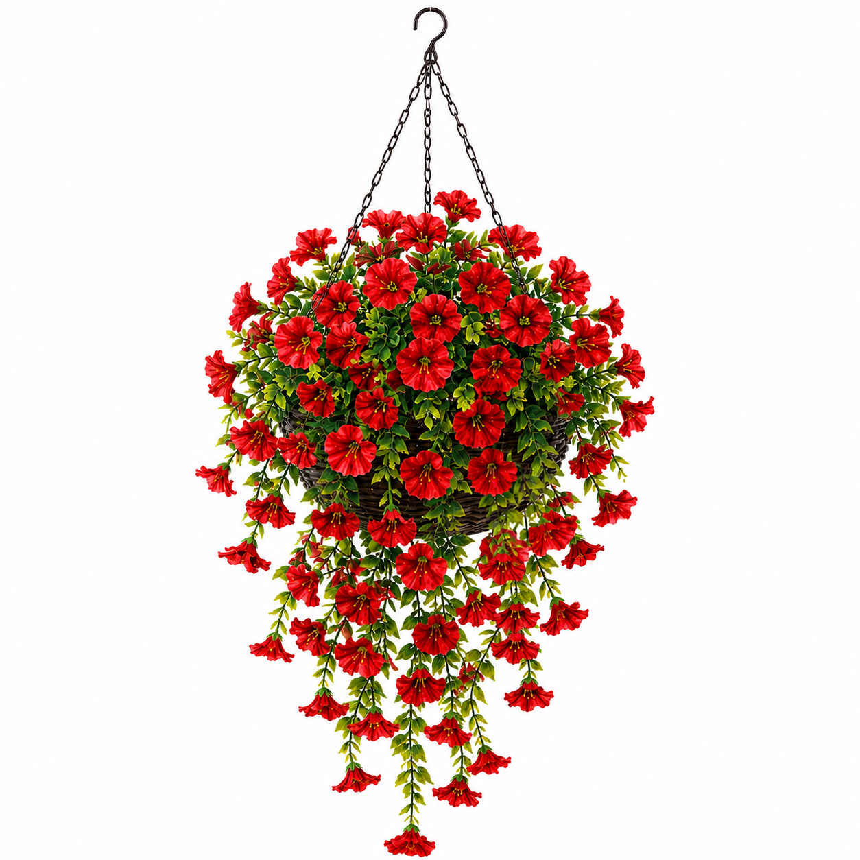 4 Bunch Artificial Hanging Flowers , Faux Petunia Hanging Plants for Outdoor Indoor Decor——Flower basket not included