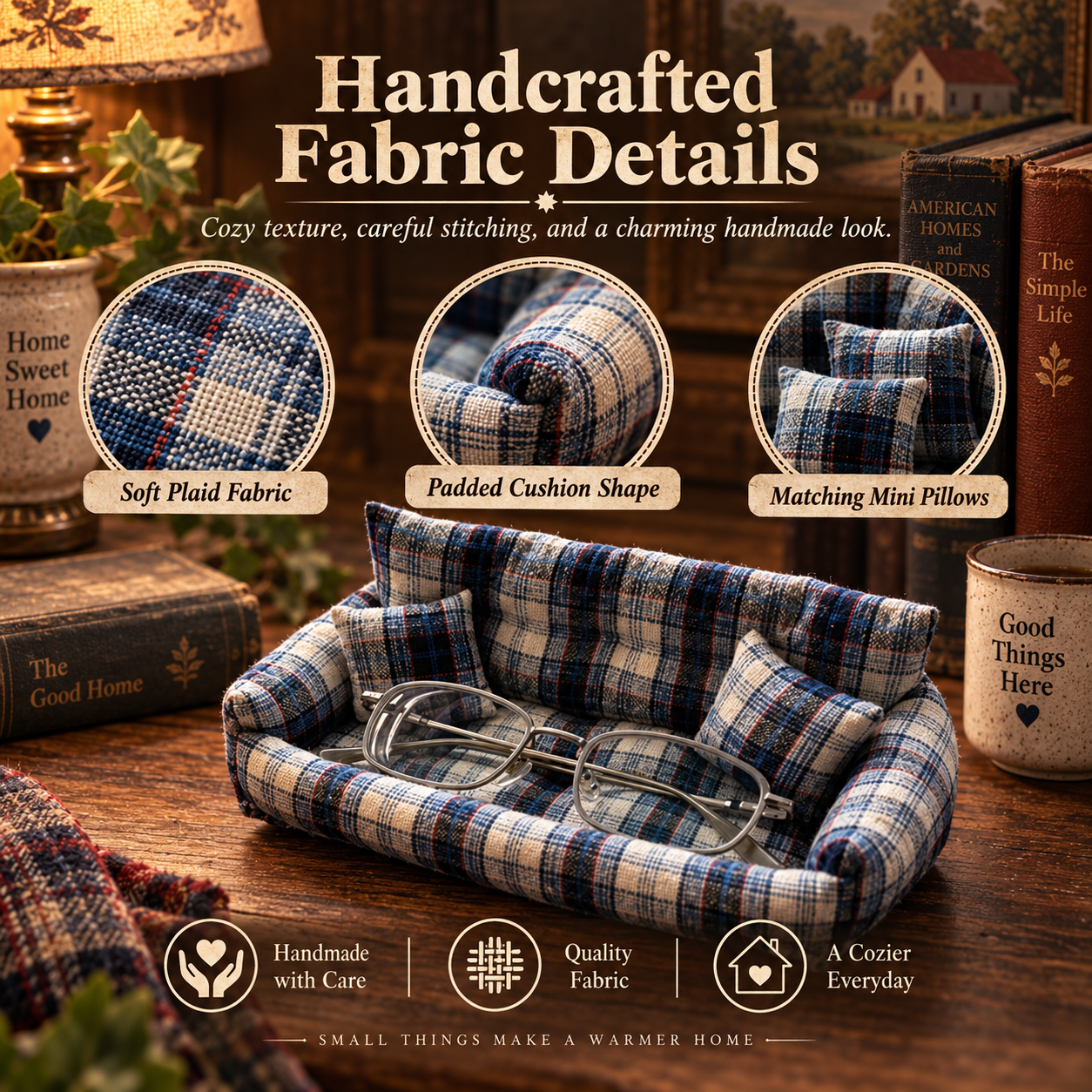 Handmade Mini Plaid Sofa Tray