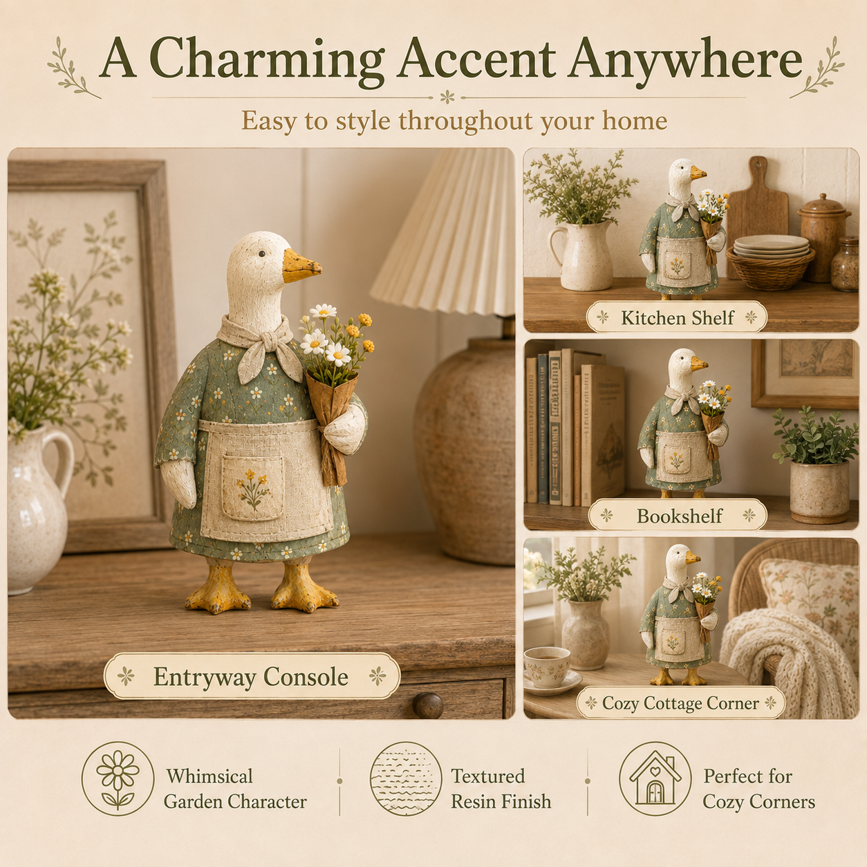 Vintage Garden Goose Figurine