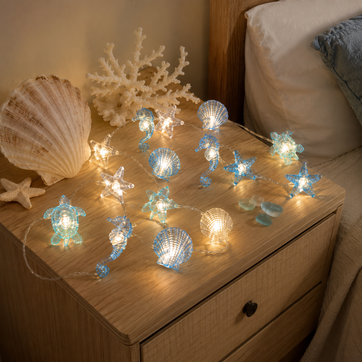 Ocean-Themed String Lights – Starfish, Seahorse, Seashell, and Turtle Shaped LED Decorative String Lights