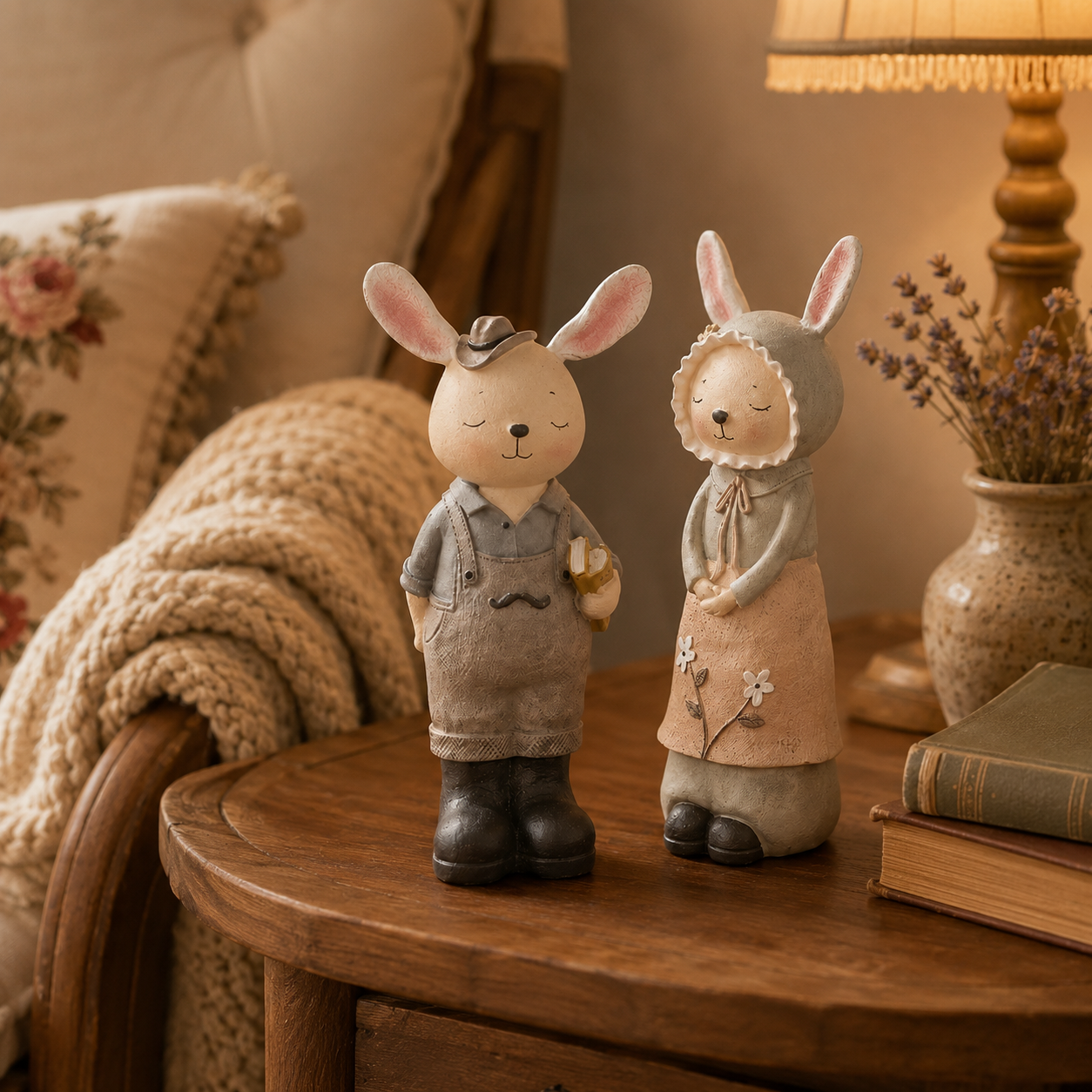 Vintage Storybook Bunny Couple Coin Banks 🐰
