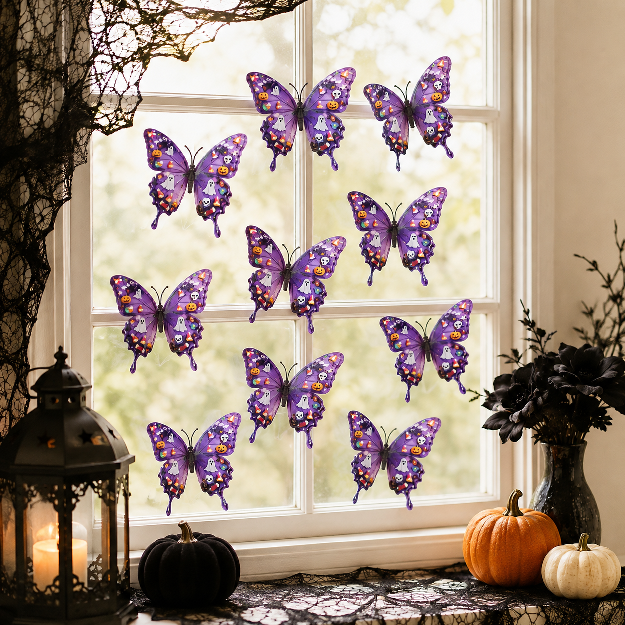 3D Spooky Butterfly Wall Decor – Set of 10