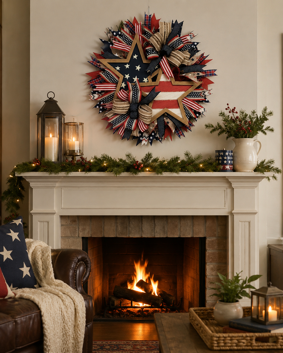 2026 Popular American Independence Day Flag Garland, National Day Holiday Decoration Scene Decoration, Front Door Pendant Props, National Flag Ribbon Styles, Yard Can Be Hung, Door Celebration Plaque, 
