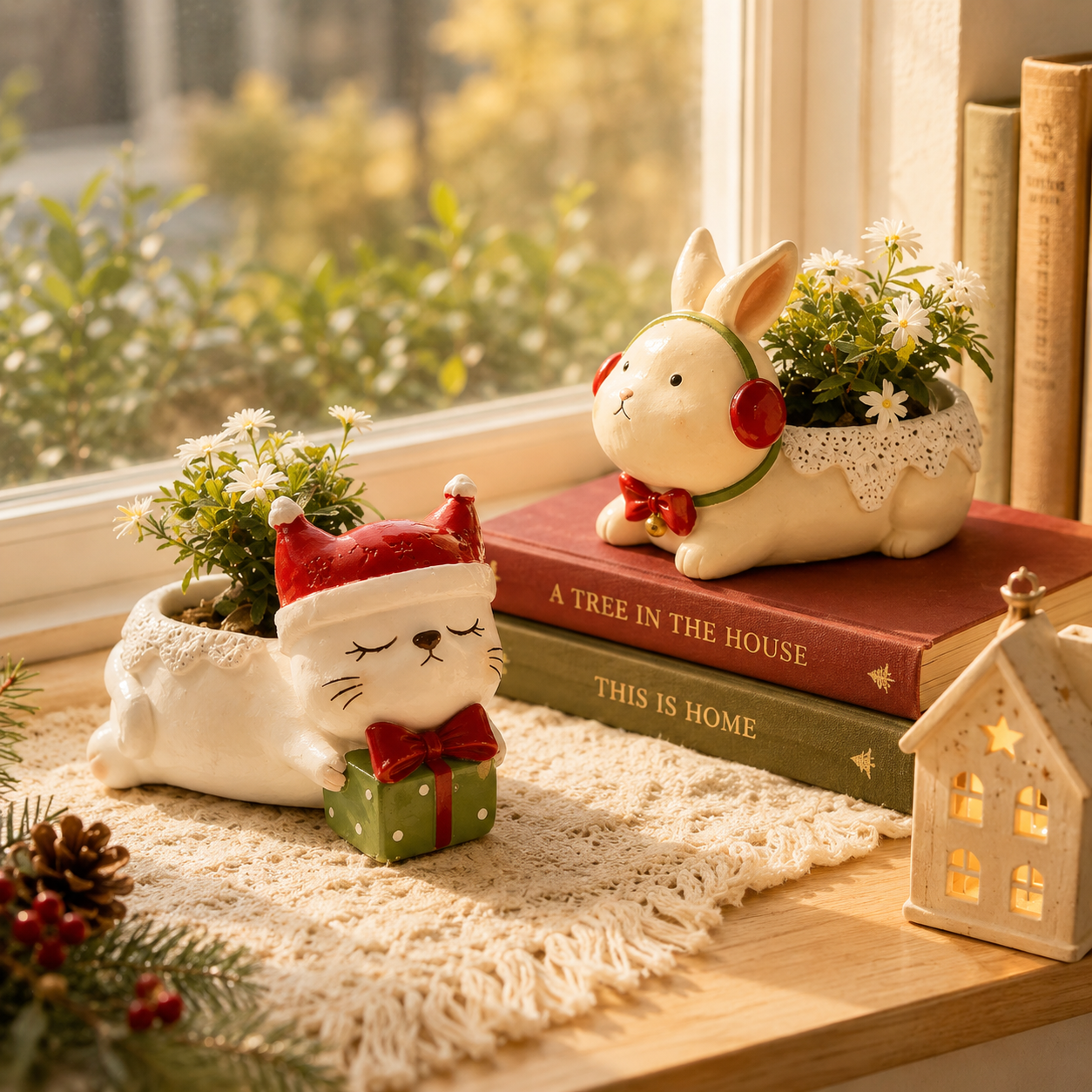 Whimsical Christmas Animal Succulent Planters
