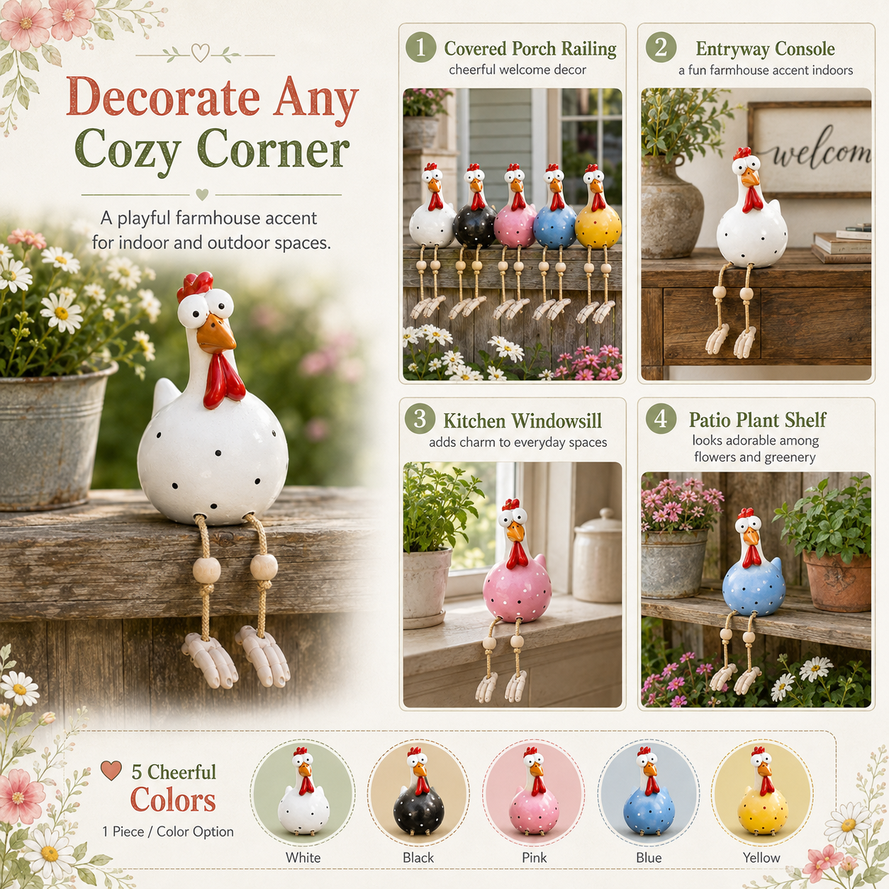 🐔 Funny Dangling-Leg Chicken Garden Sitter