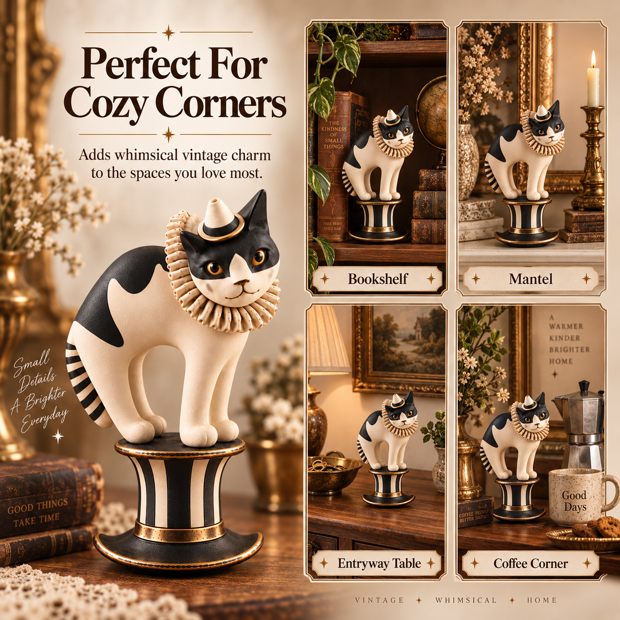 Vintage Magician Cat Figurine