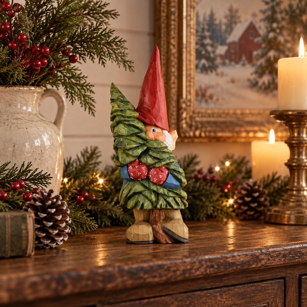 Rustic Woodland Christmas Gnome Figurine