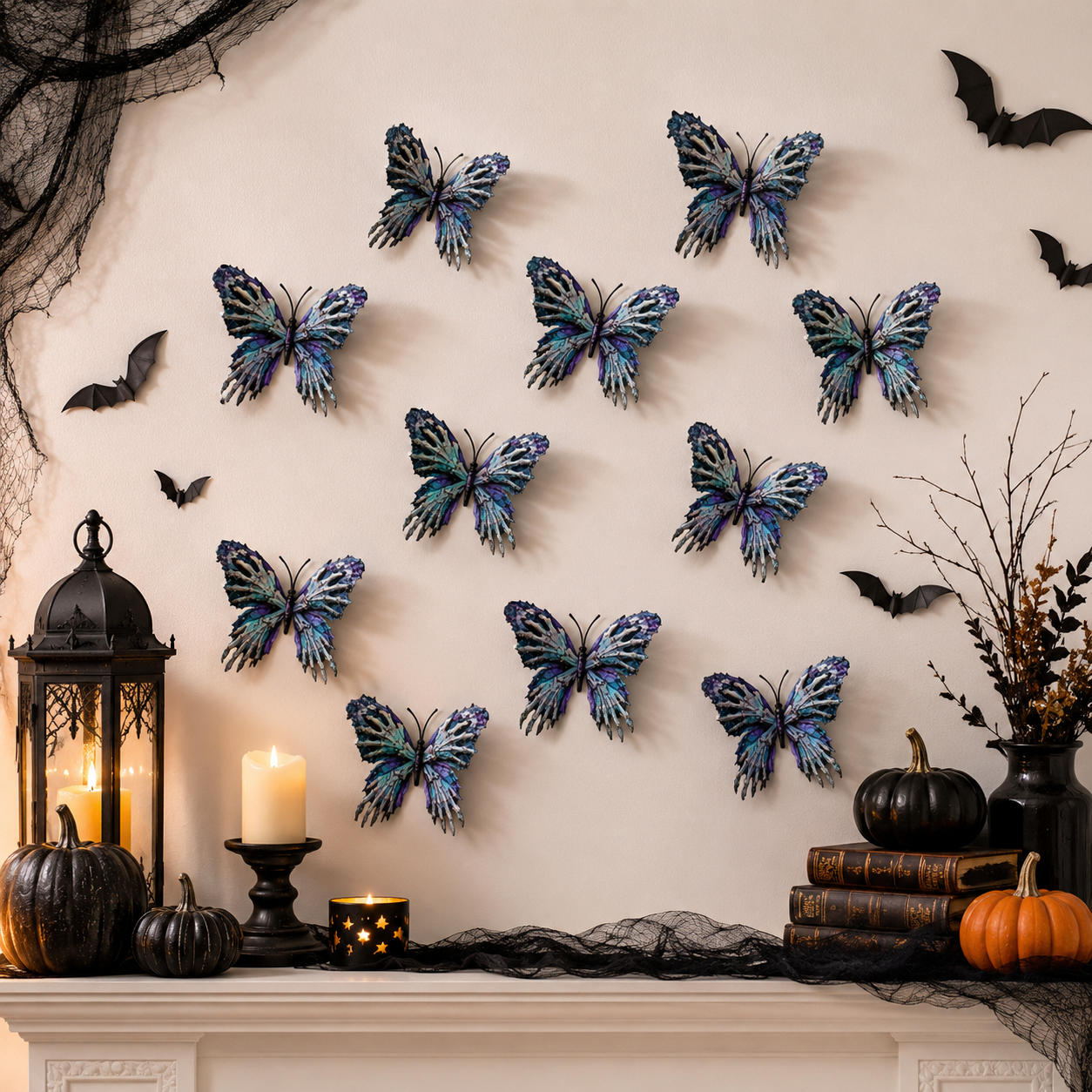 3D Spooky Butterfly Wall Decor – Set of 10