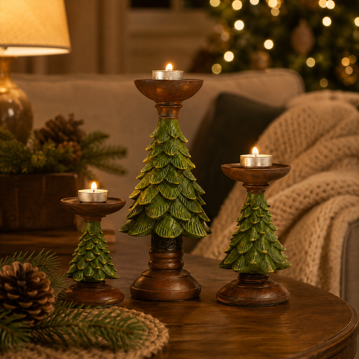 Christmas Tree Candle Holders – Festive Resin Tealight Holders for Holiday Decor