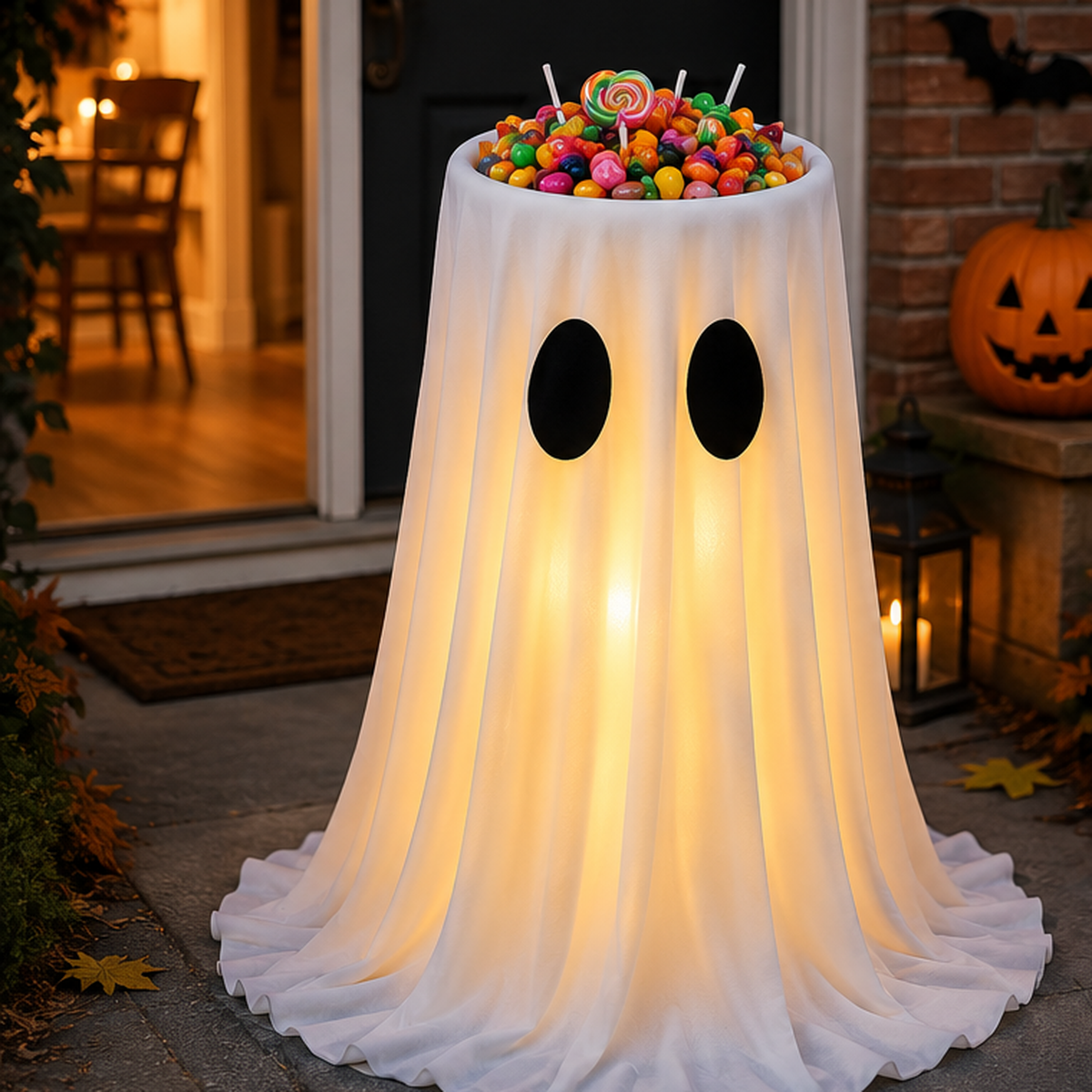 Adjustable Light-Up Ghost Candy Bowl with Remote 👻