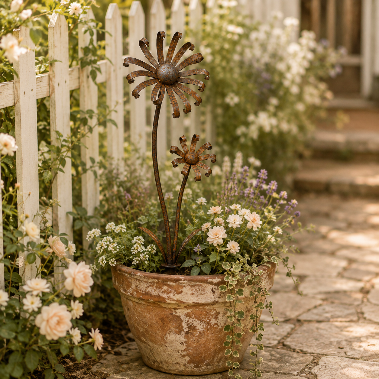 Vintage Metal Flower Garden Stake