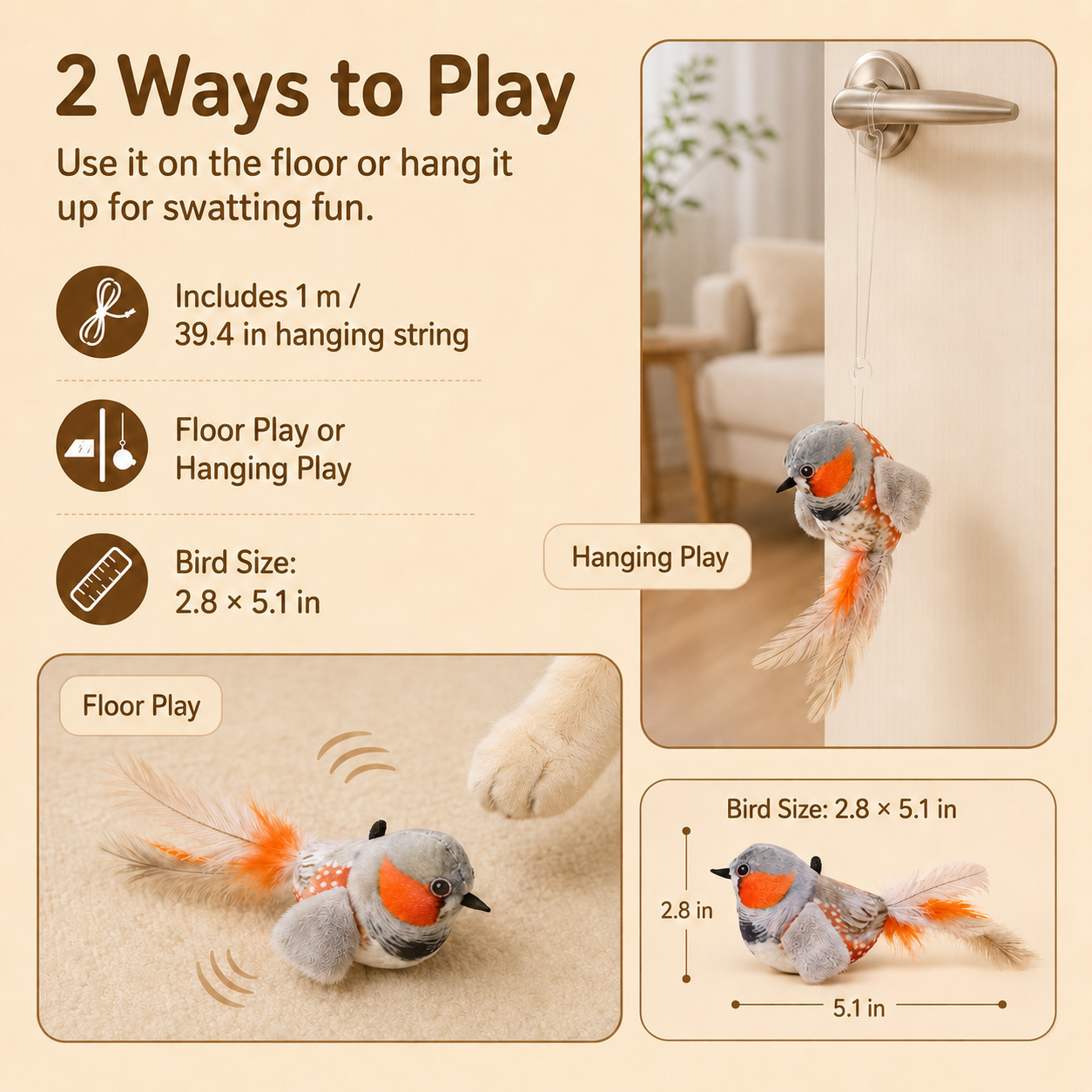🐦 Chirping Bird Cat Toy
