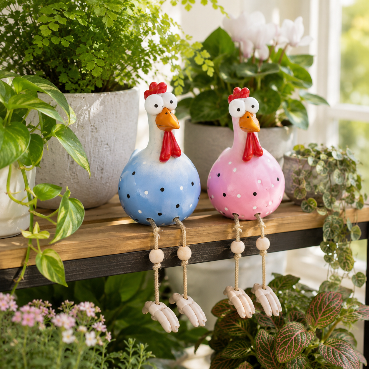 Funny Hanging Leg Rooster Yard Ornament