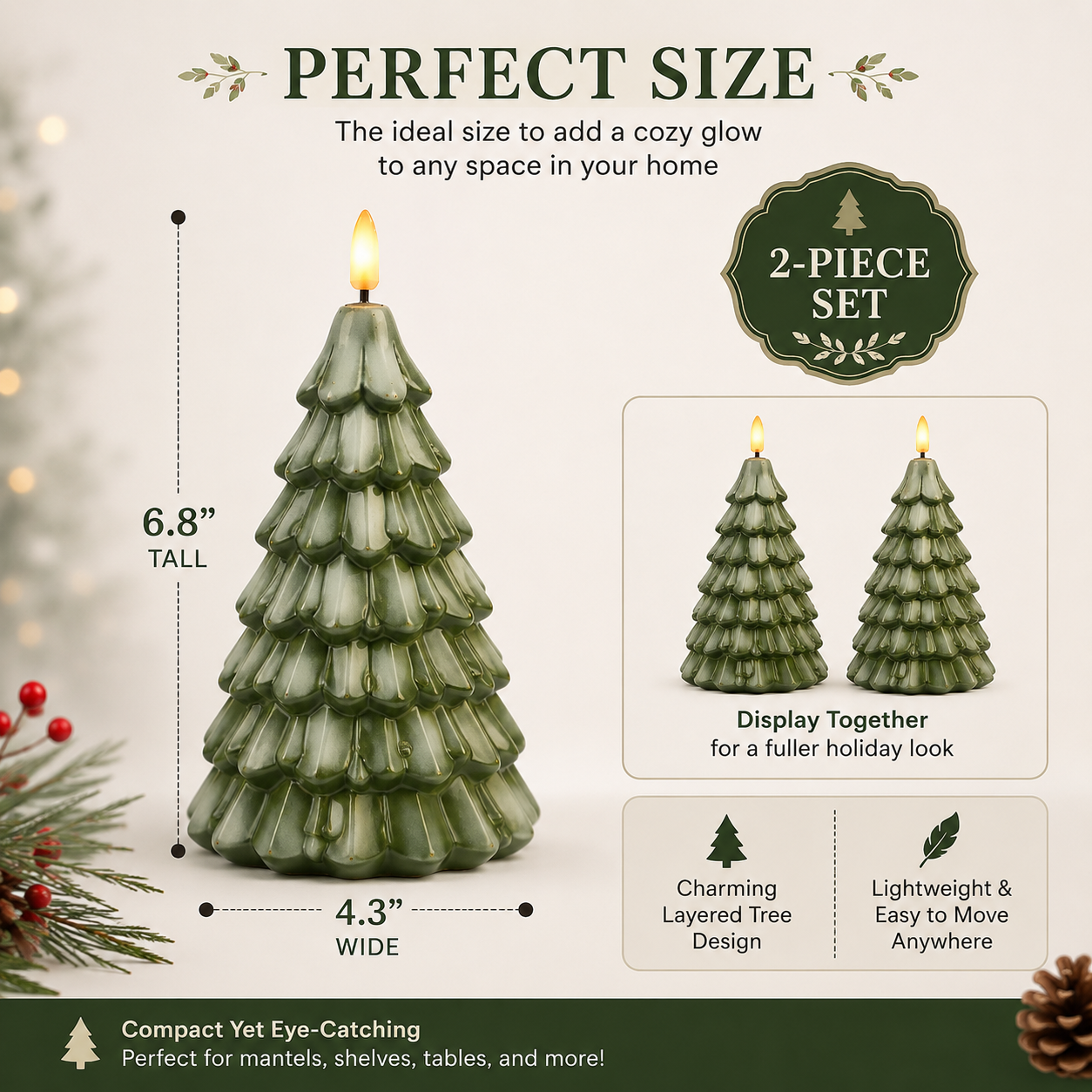 Cozy Glow LED Christmas Tree Decor – 2-Piece Set 🎄✨