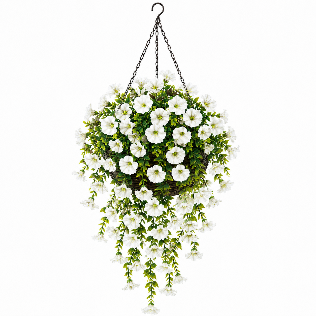 4 Bunch Artificial Hanging Flowers , Faux Petunia Hanging Plants for Outdoor Indoor Decor——Flower basket not included