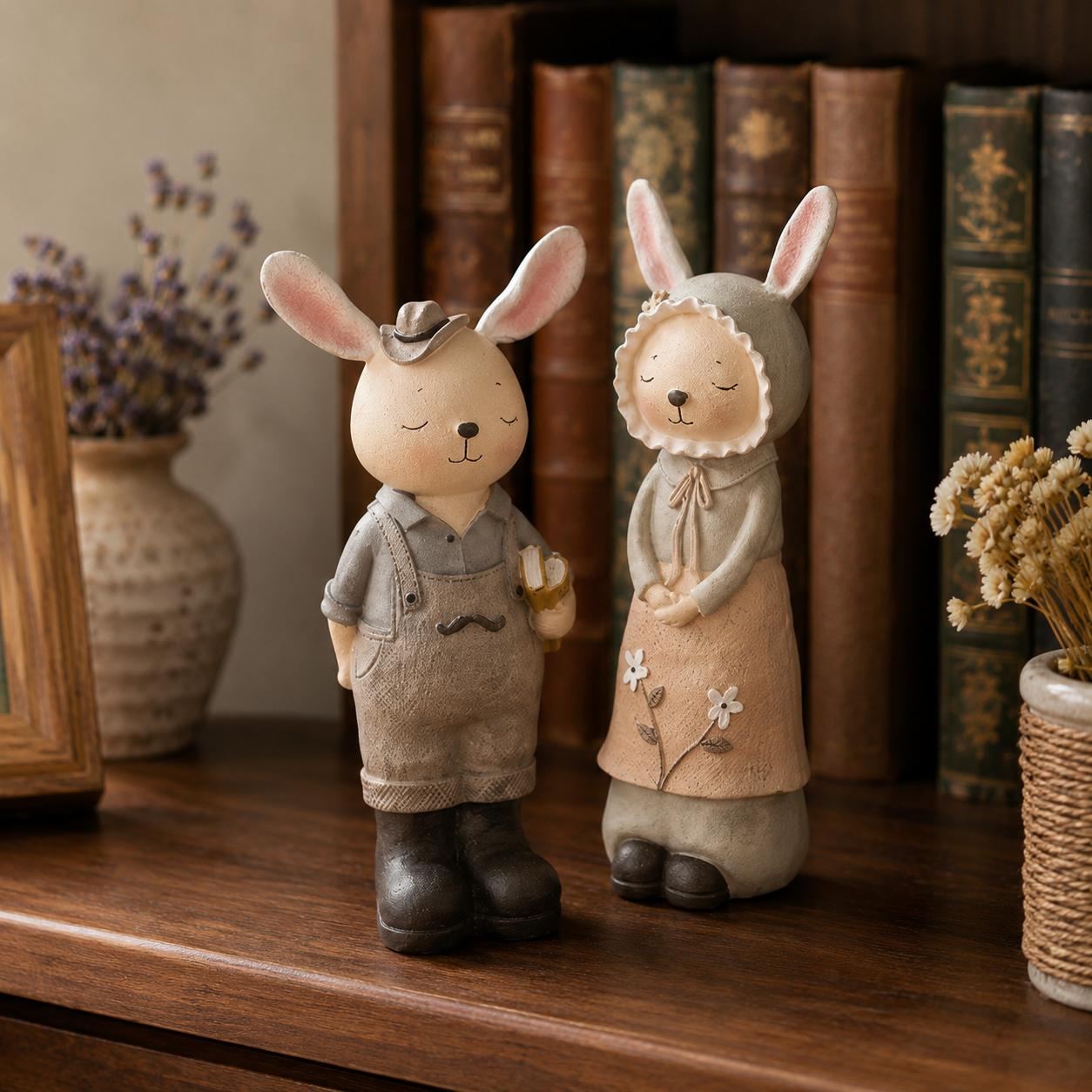 Vintage Storybook Bunny Couple Coin Banks 🐰