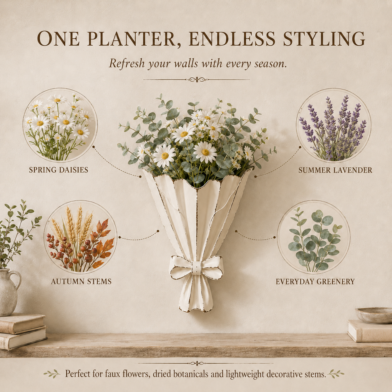 Vintage Bouquet Metal Wall Planter 🌼