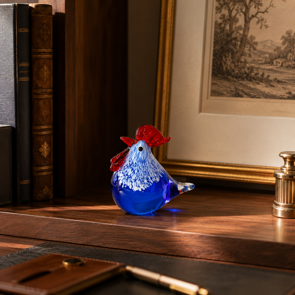 Colorful Art Glass Rooster Figurine with Luxury Gift Box 🐓✨