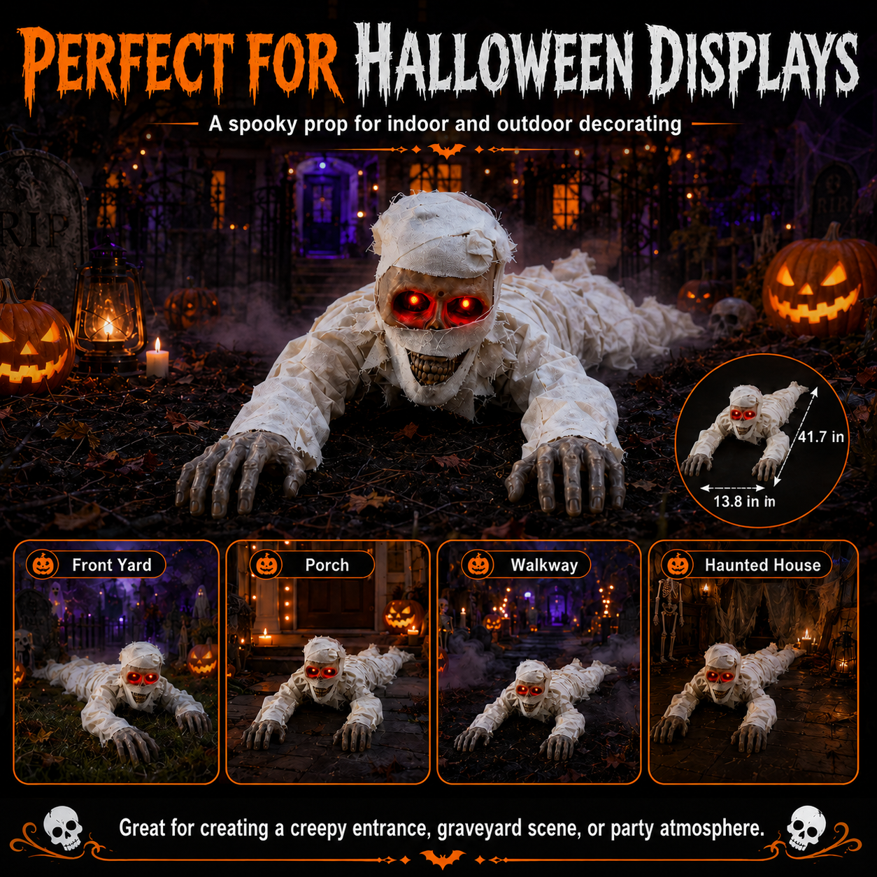Voice-Controlled Crawling Mummy Halloween Decoration