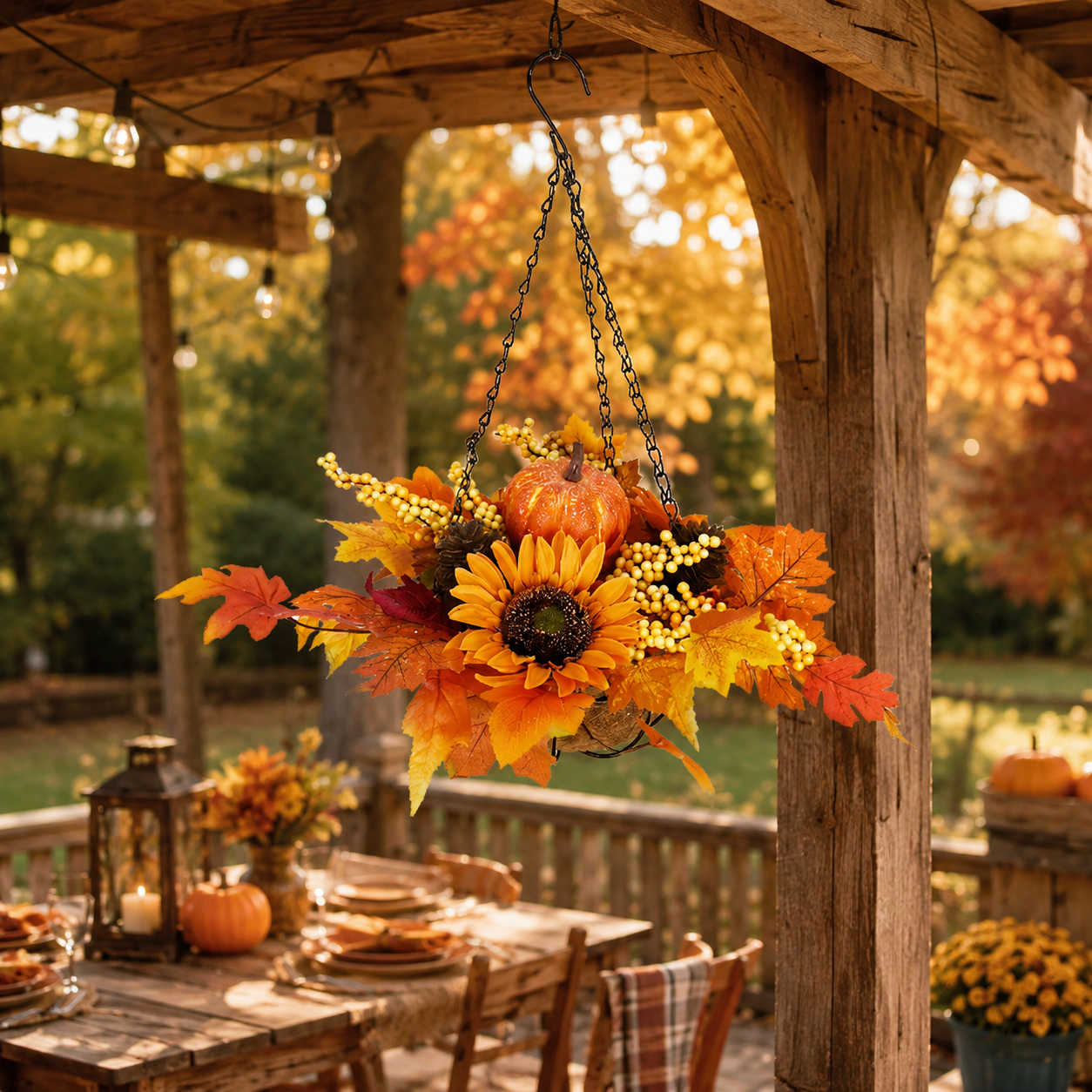 19.7 in Fall Harvest Pumpkin Hanging Basket / 1 pcs 🌻🎃