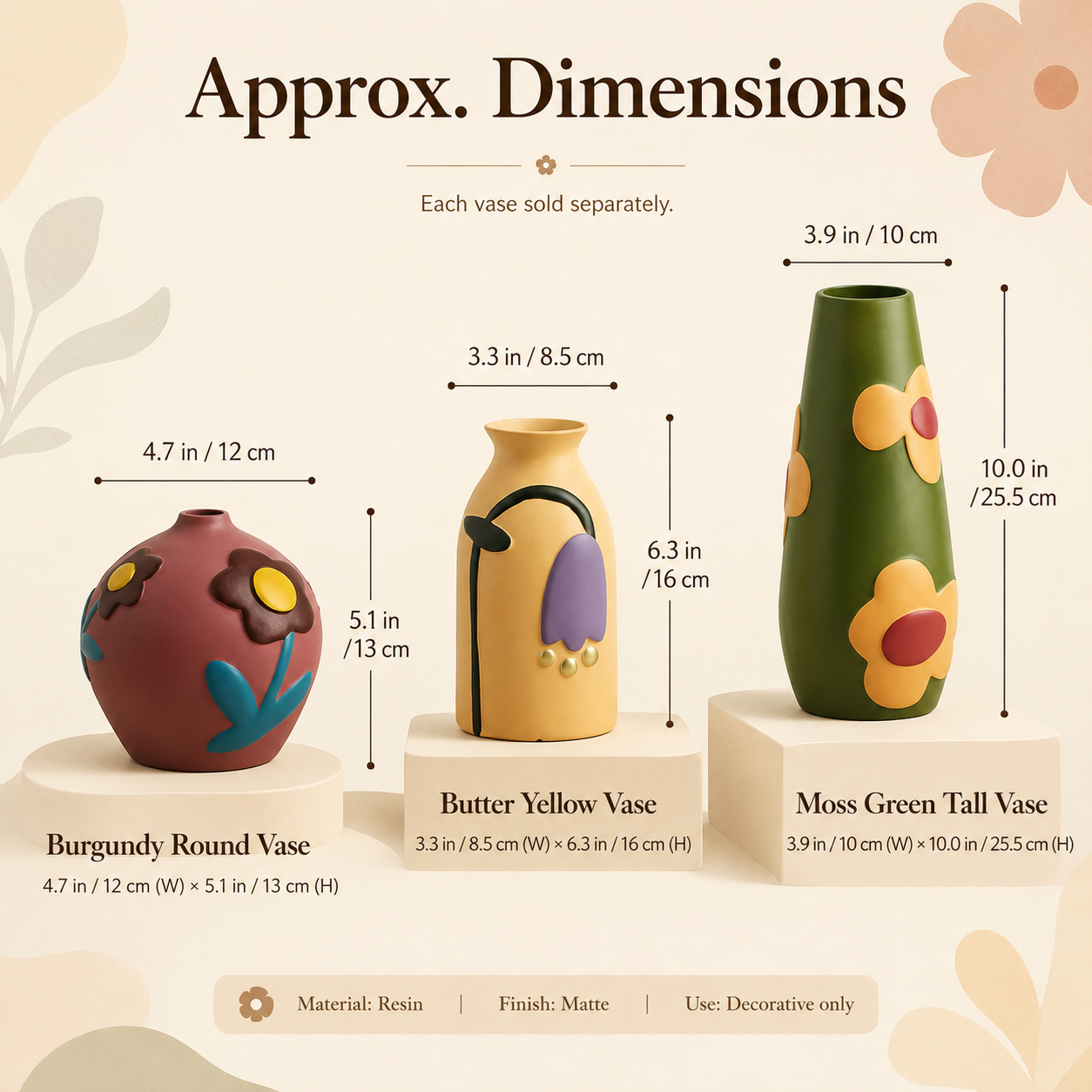 Retro Bloom Sculpted Resin Vase Collection