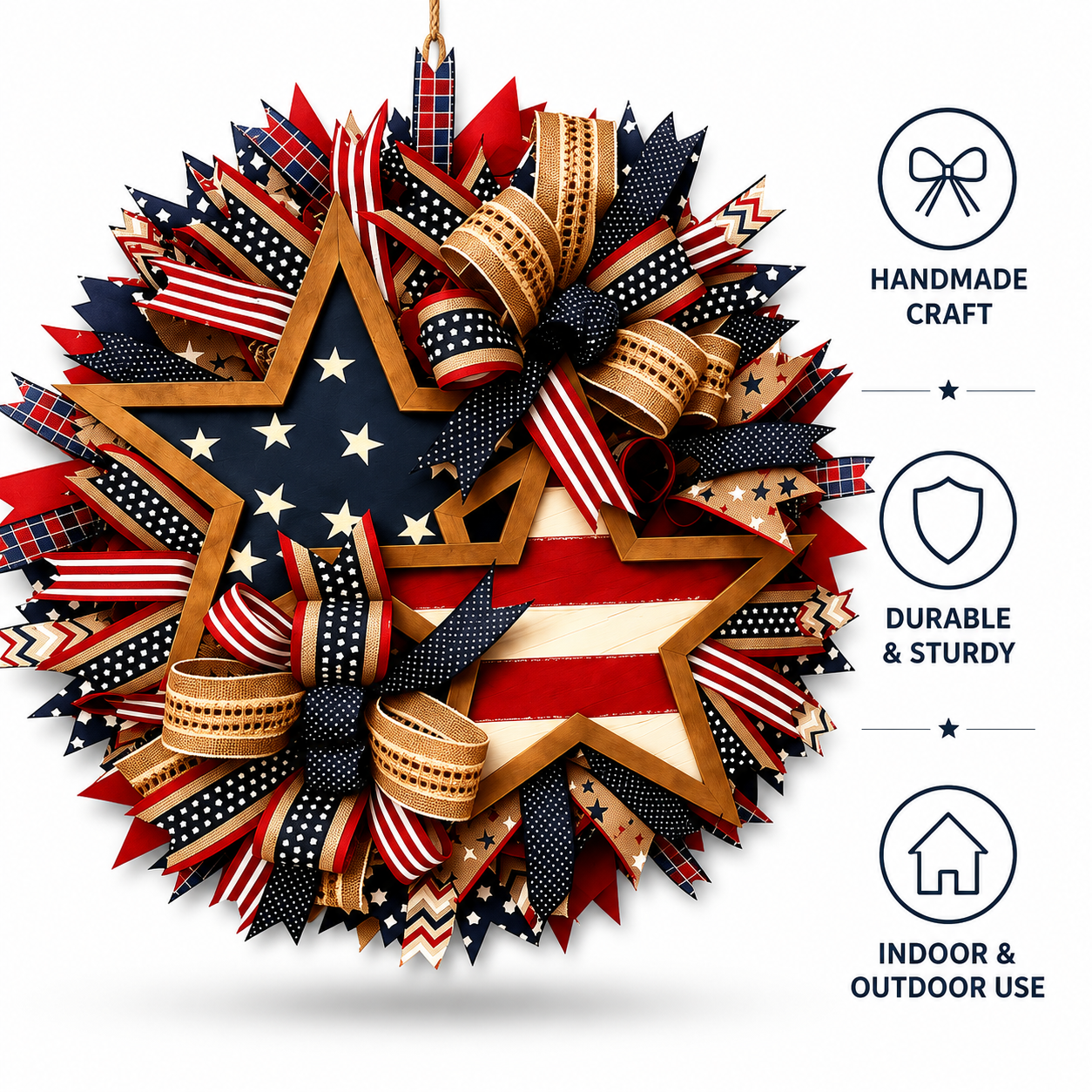 2026 Popular American Independence Day Flag Garland, National Day Holiday Decoration Scene Decoration, Front Door Pendant Props, National Flag Ribbon Styles, Yard Can Be Hung, Door Celebration Plaque, 