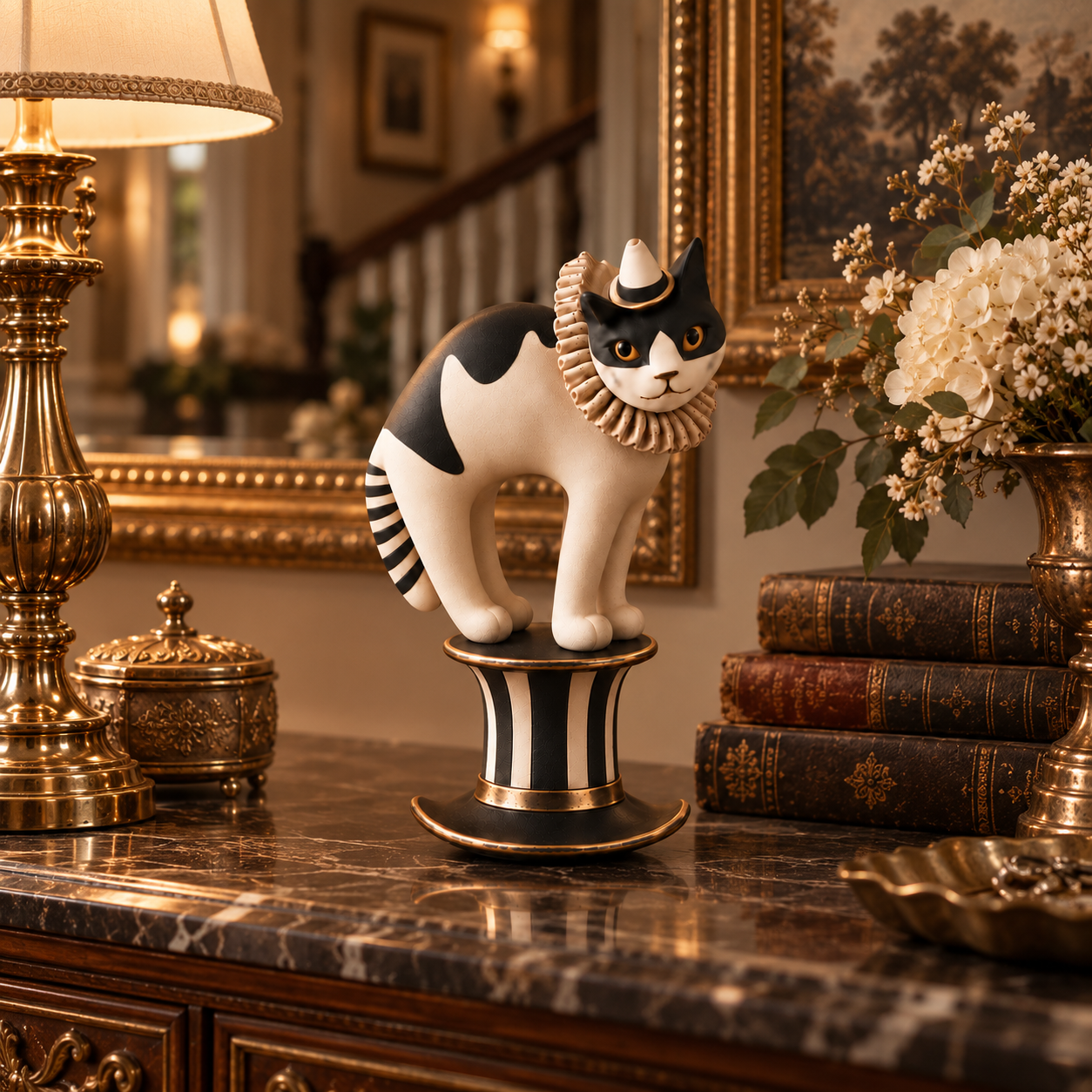 Vintage Magician Cat Figurine