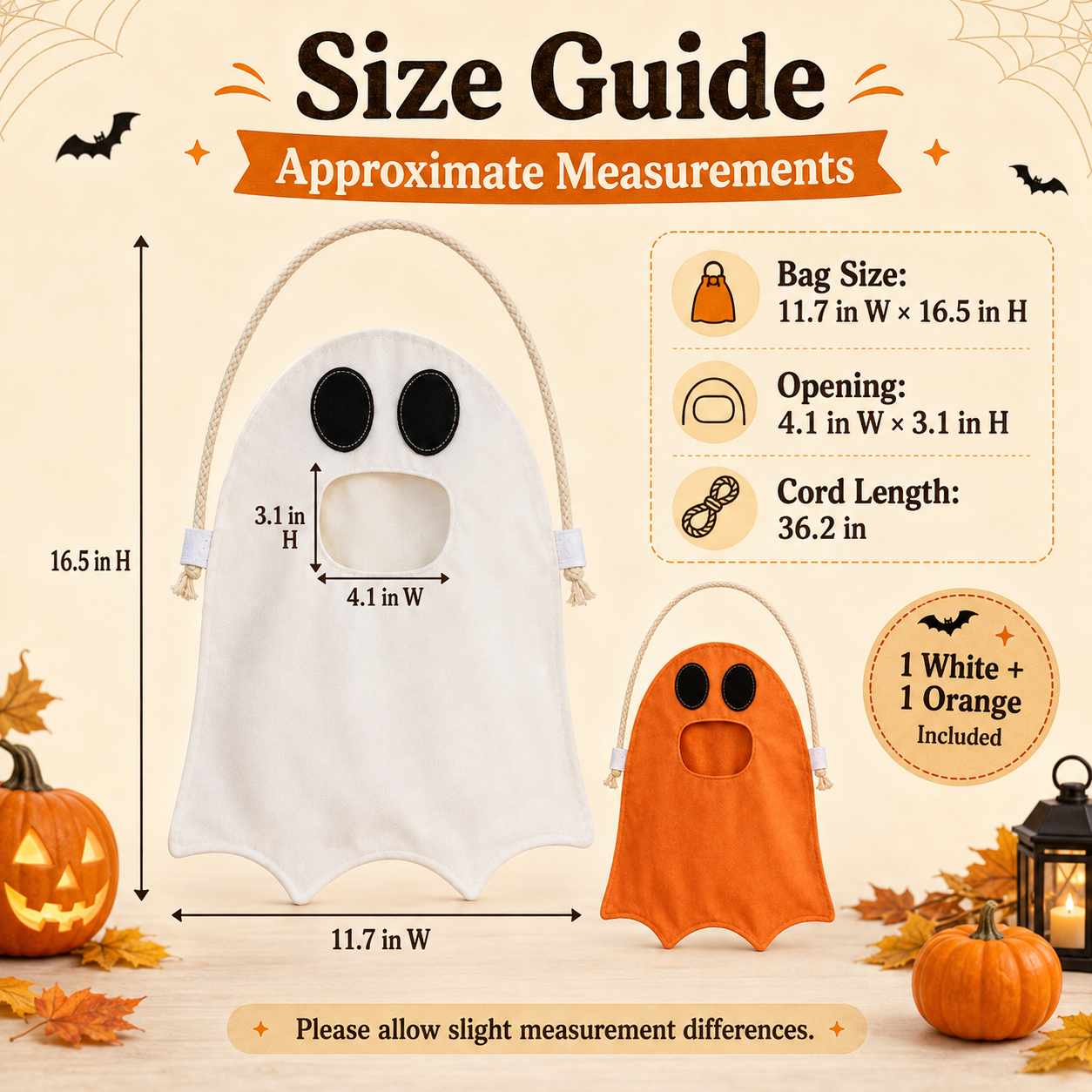 2-Pack Ghost Trick-or-Treat Candy Bags