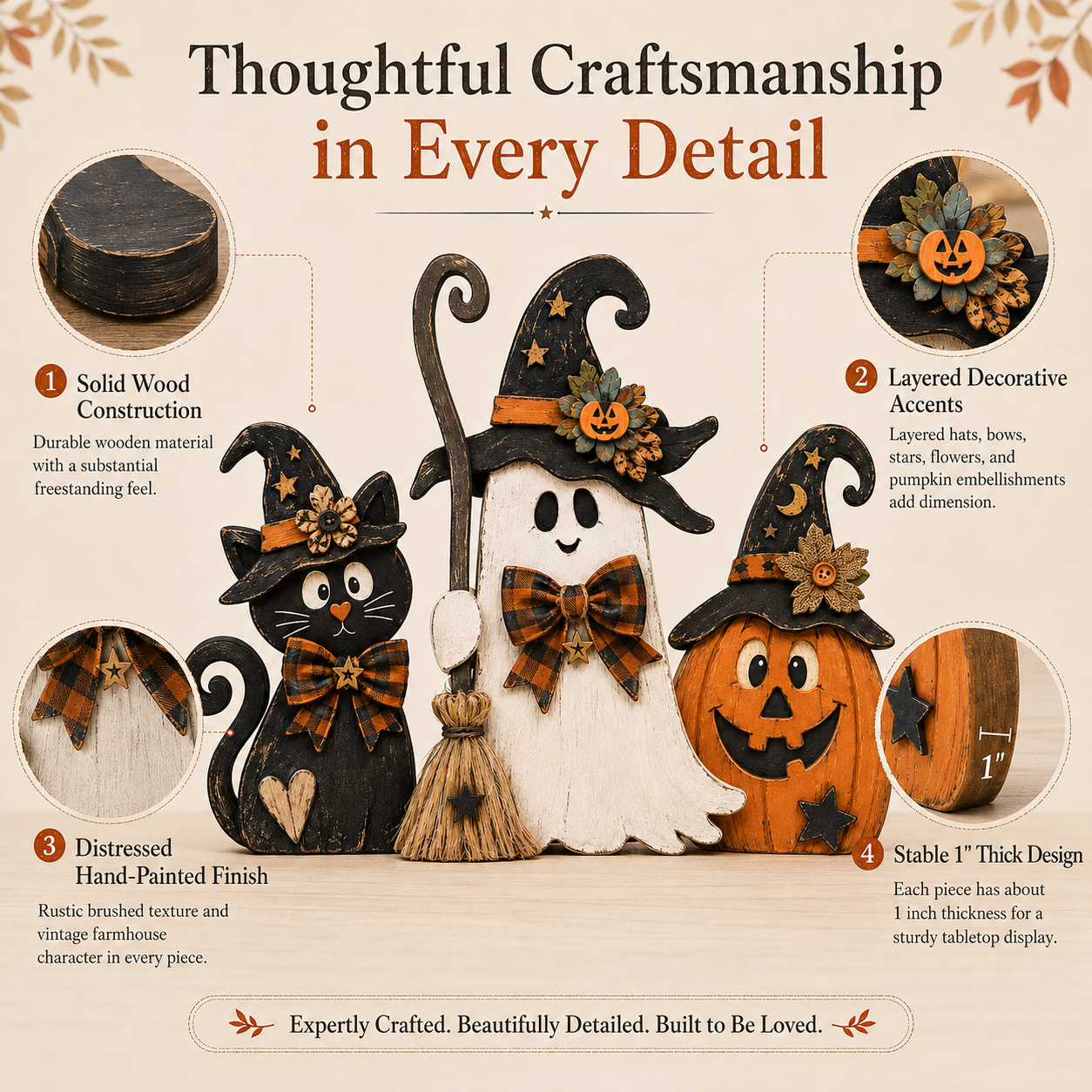 Rustic Halloween Wooden Trio Set