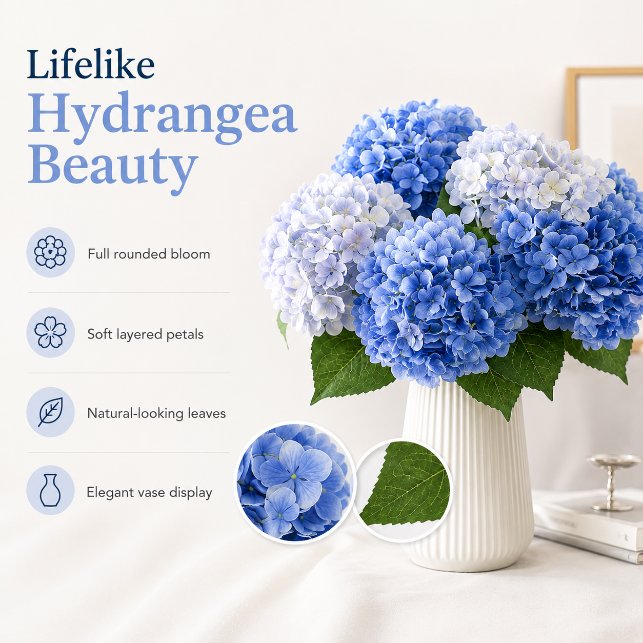3pcs  Large Realistic Artificial Flower and Artificial Ball Flower Bouquet with Artificial Ball Flower Stems,