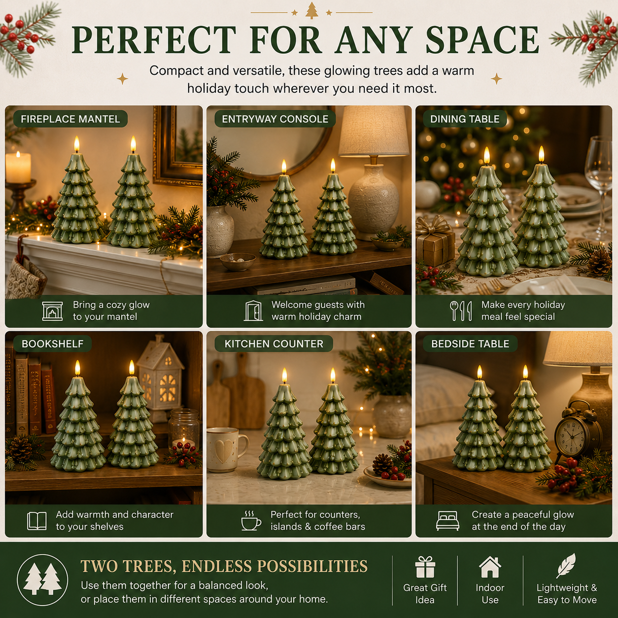 Cozy Glow LED Christmas Tree Decor – 2-Piece Set 🎄✨