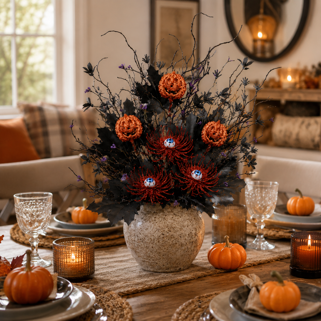 Halloween Gothic Eyeball Floral Stems – 3 Pack
