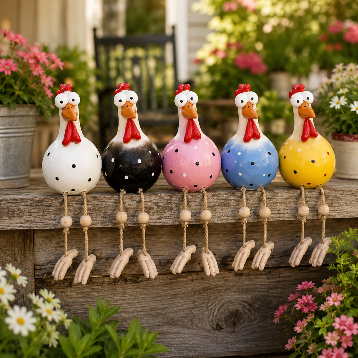 🐔 Funny Dangling-Leg Chicken Garden Sitter