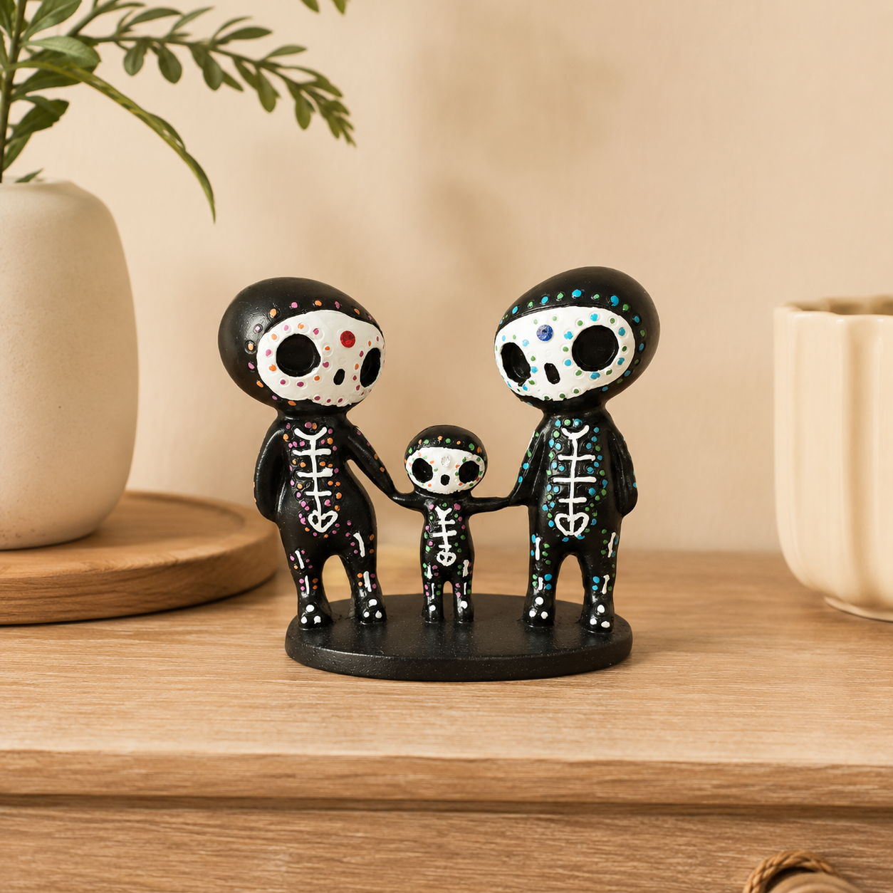 Day of the Dead Skeleton Figurines, Colorful Resin Couple & Family Decorations