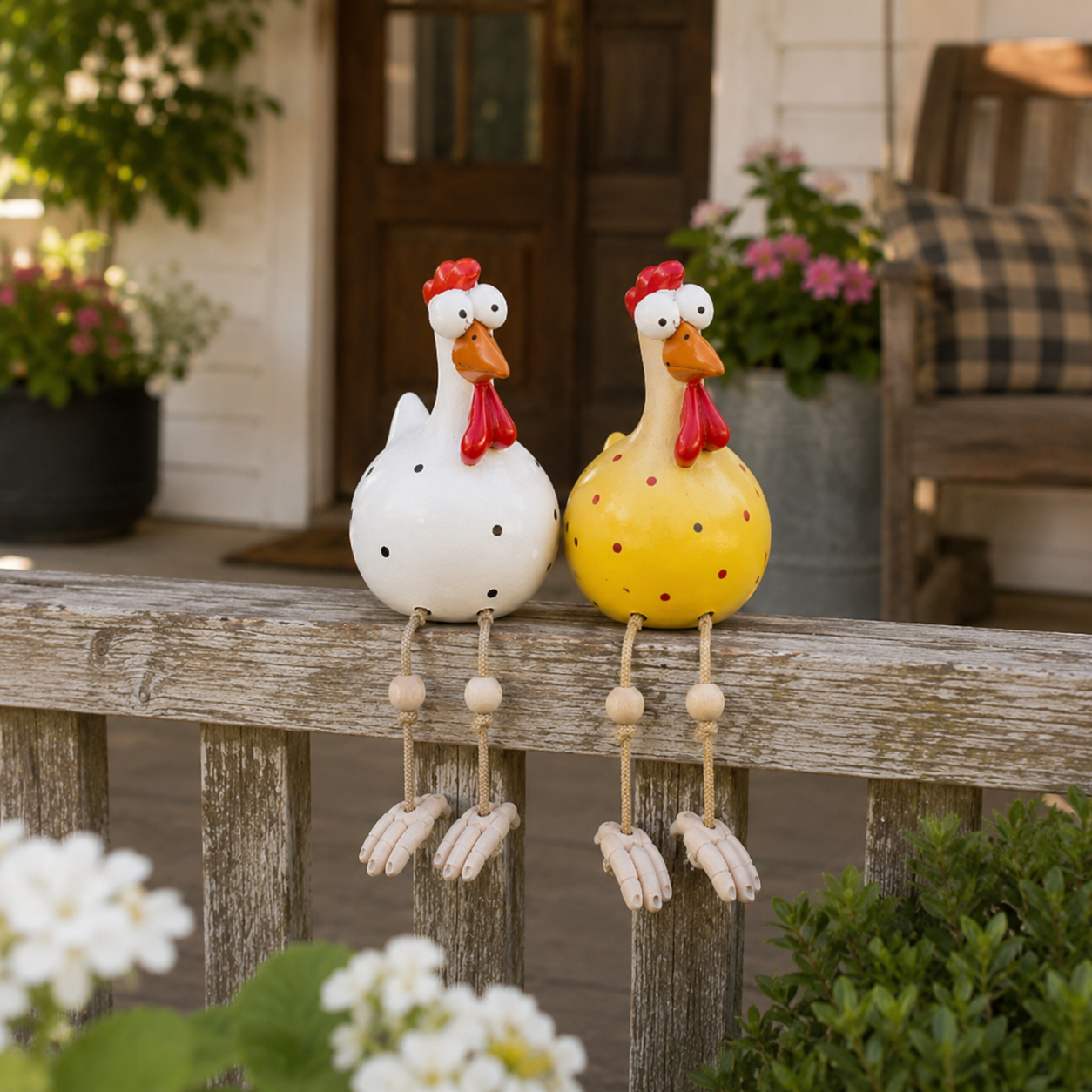 Funny Hanging Leg Rooster Yard Ornament