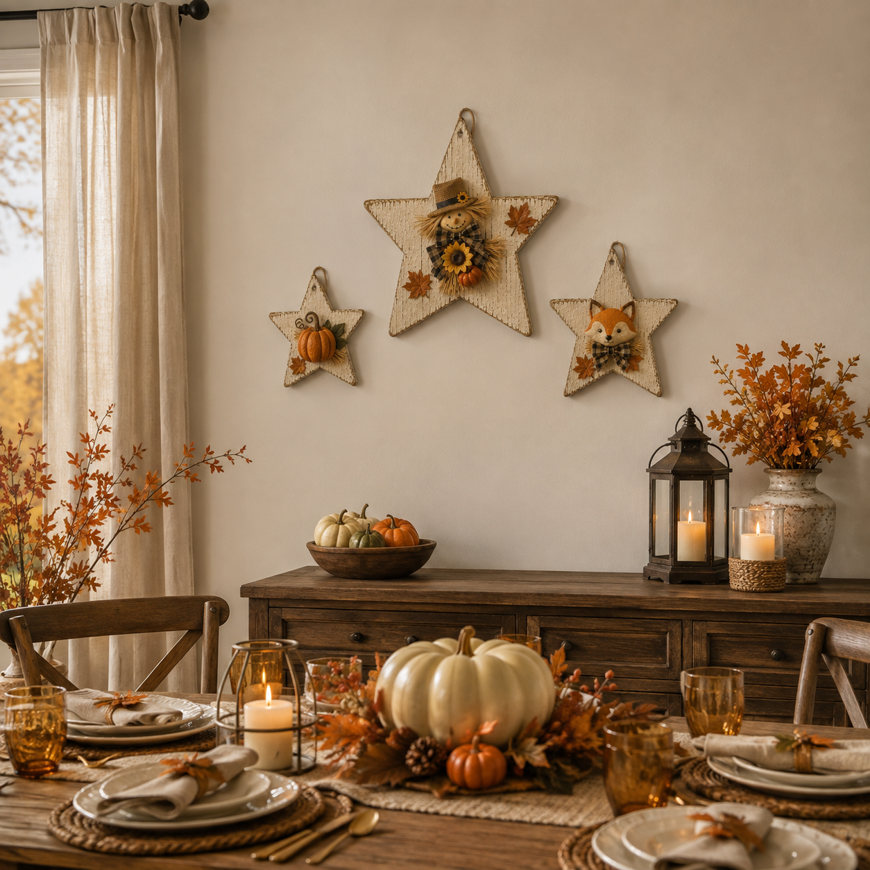 Rustic Seasonal Star Wall Decor Set – 3-Piece