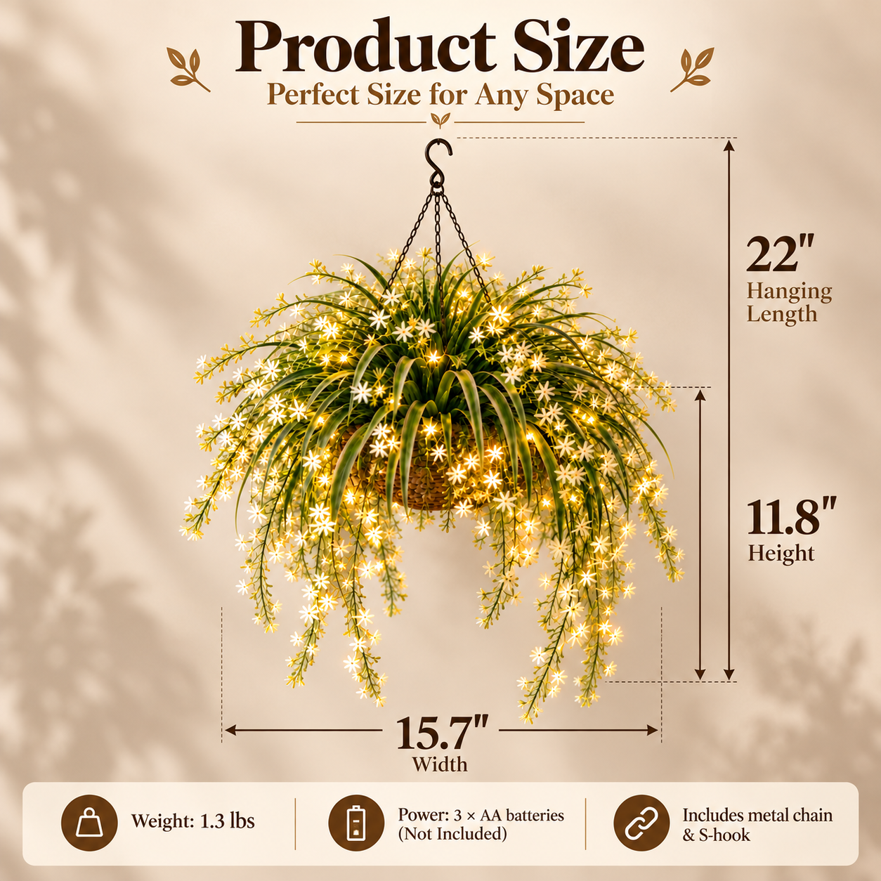 Blooming Fairy Light Hanging Basket