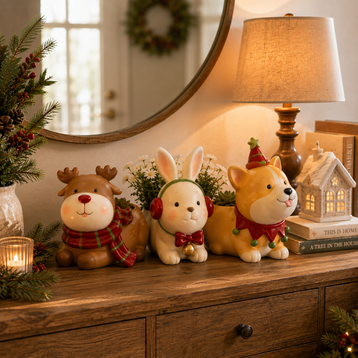 Whimsical Christmas Animal Succulent Planters