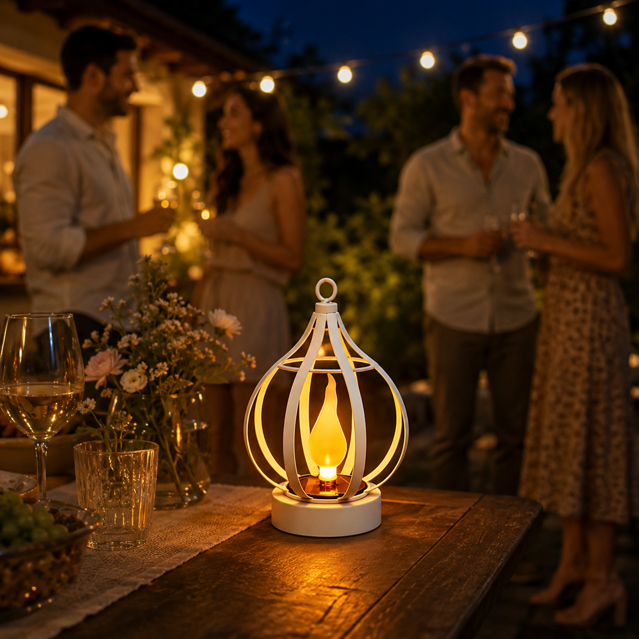 Solar Flickering Flame Metal Lantern IP65 Waterproof Hanging & Tabletop Garden Light
