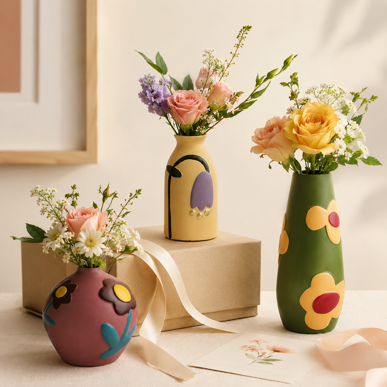 Retro Bloom Sculpted Resin Vase Collection